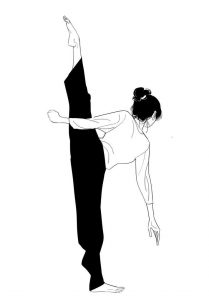passive range of motion of dancer holding her leg up